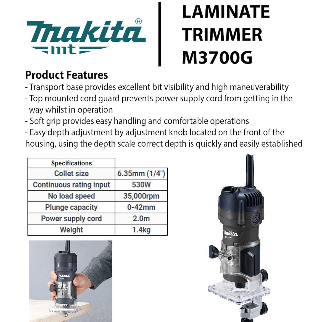 Makita Mt Laminate Trimmer M3700g Toggle Switch Clear Base For Visible Cutting Reliable Motor Electronics Others On Carousell