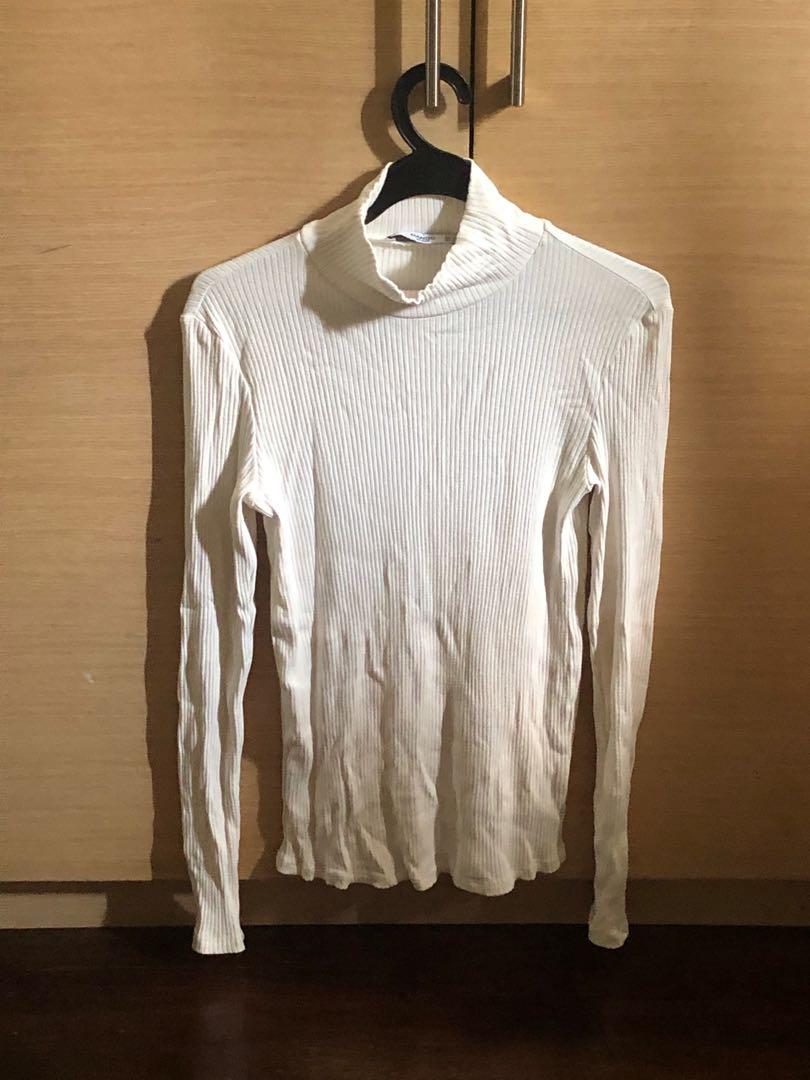 Mango White Ribbed Turtleneck Men s Fashion Tops Sets Shirts on Carousell