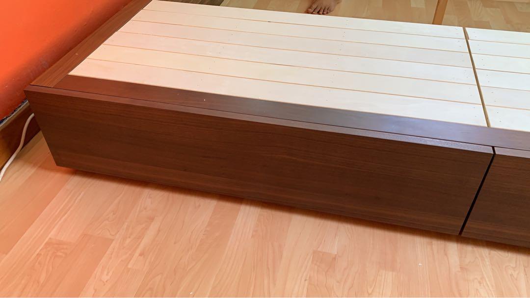 Muji walnut hotsell storage bed queen