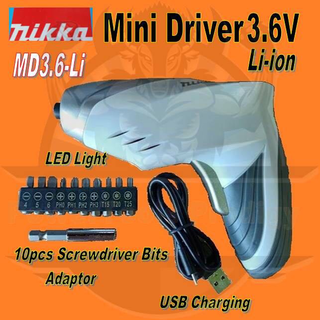 NIKKA 3.6V CORDLESS SCREWDRIVER DRILL / DRILL DRIVER / LED LIGHT AND ...