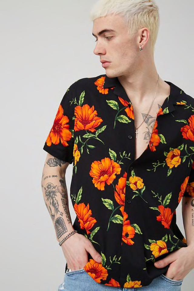 Olive Mist Textured Floral Polo Top