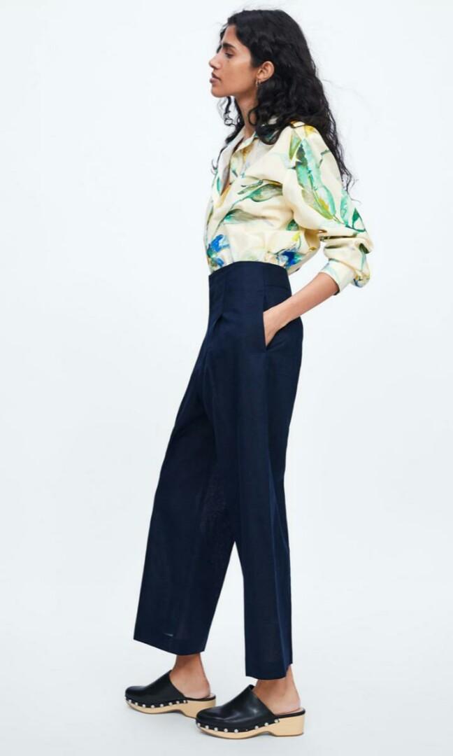 Pleated wide-leg trousers zara original 