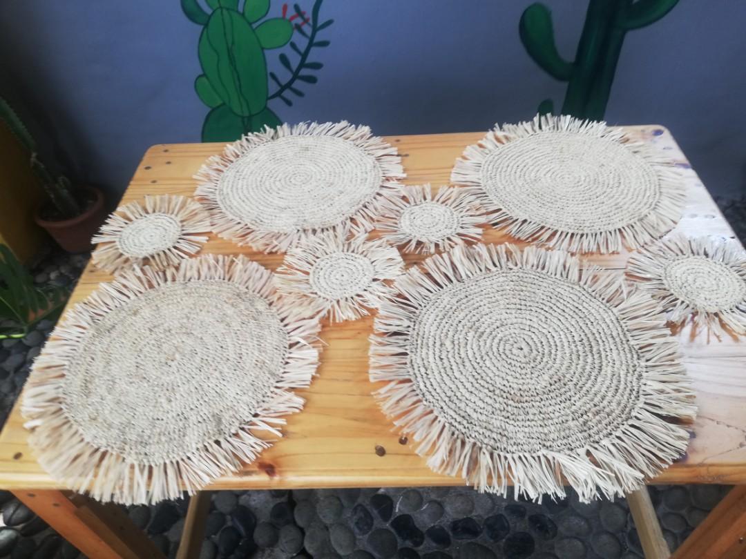 Raffia Crochet Coasters (for Placemats), Furniture & Home Living, Home