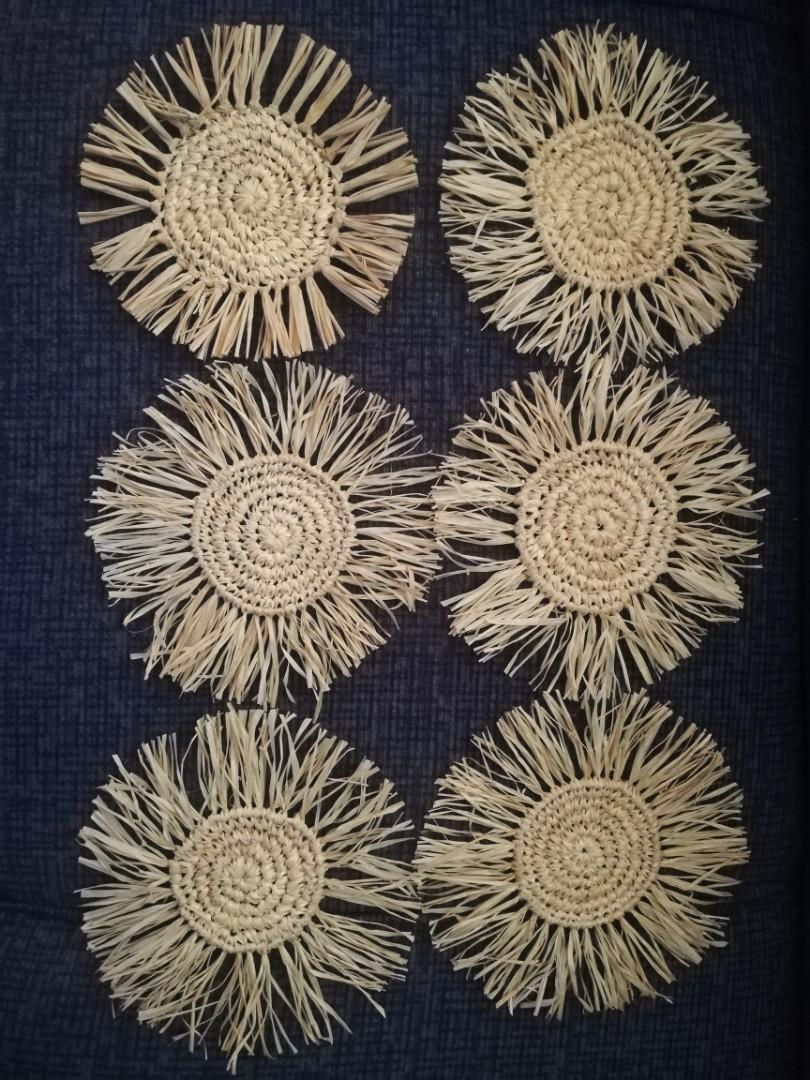 Raffia Crochet Coasters (for Placemats), Furniture & Home Living, Home