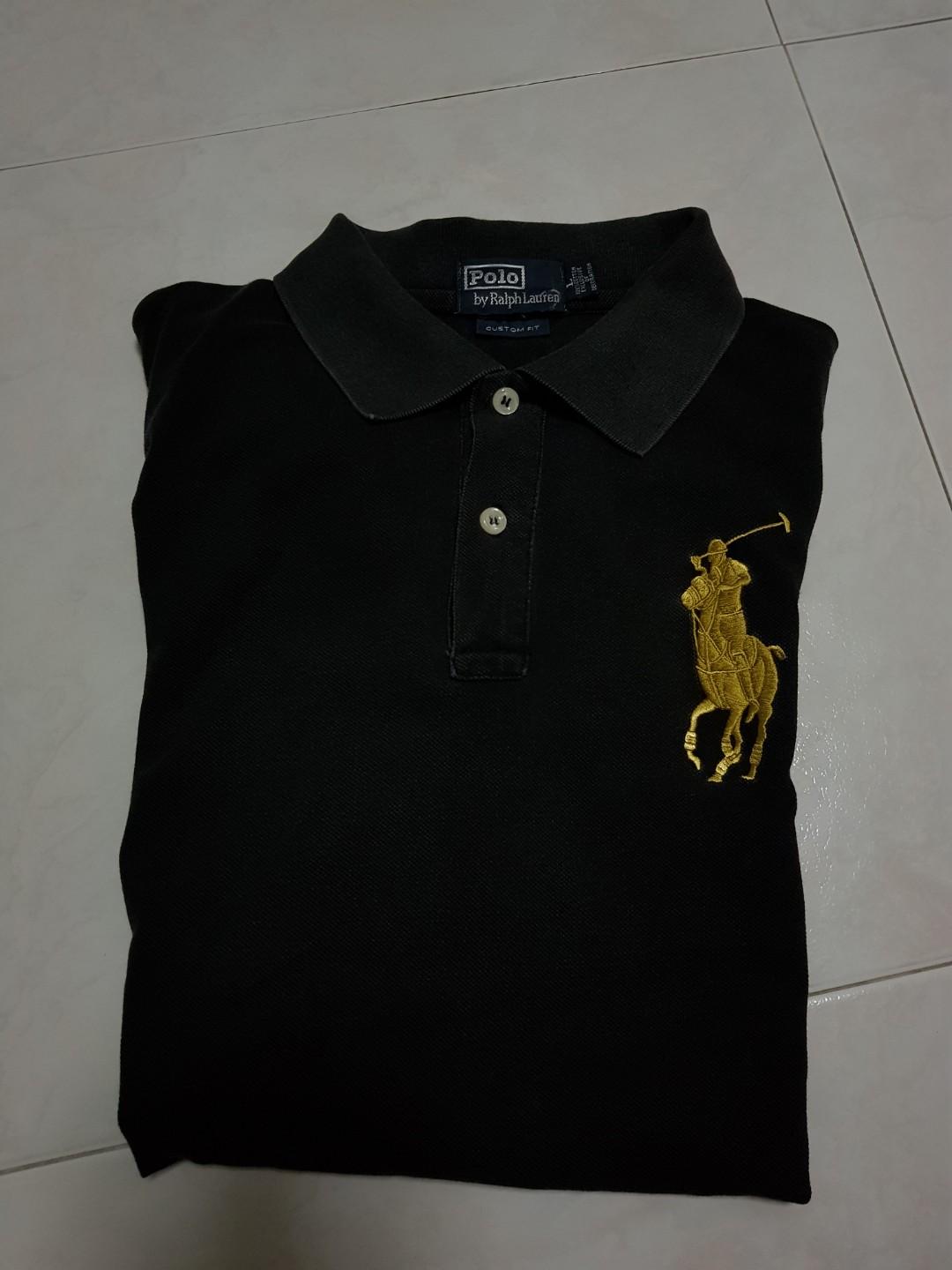 Ralph Lauren Gold Pony black Polo Tee, Men's Fashion, Tops & Sets, Tshirts  & Polo Shirts on Carousell