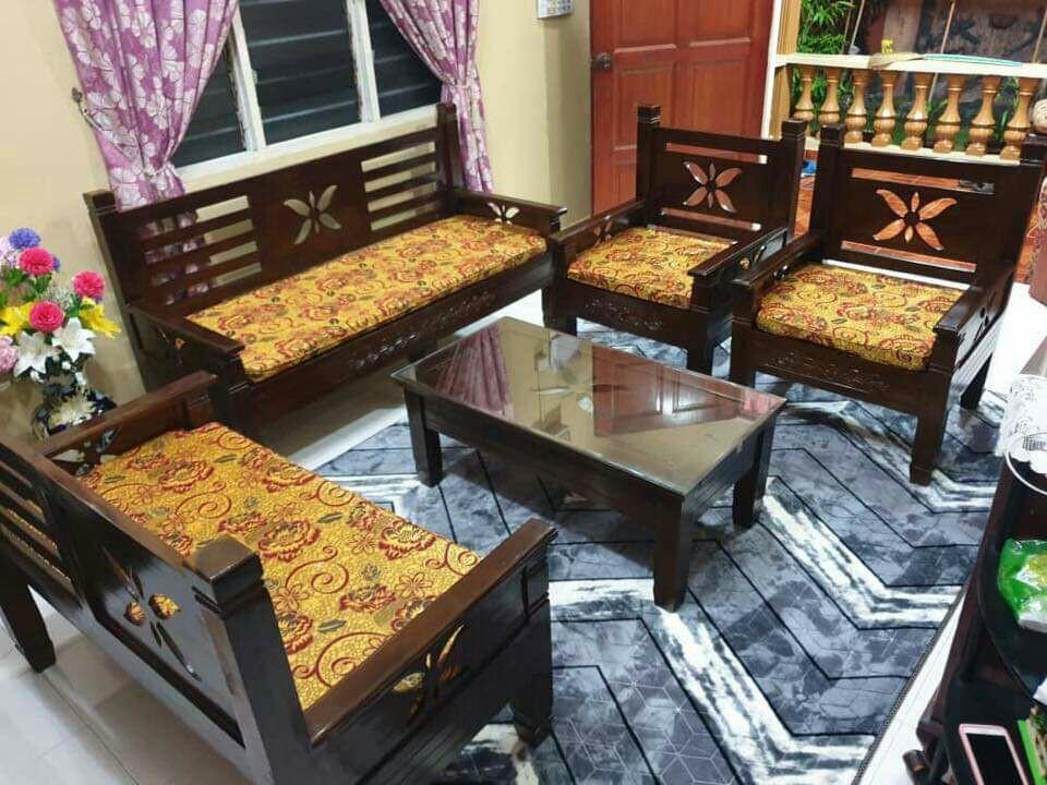 SET RUANG TAMU JATI ORIGINAL PELBAGAI DESIGN, Furniture & Home Living
