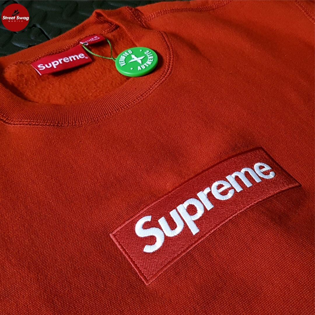 Supreme Box Logo Crewneck Rust (FW18), Men's Fashion, Tops & Sets