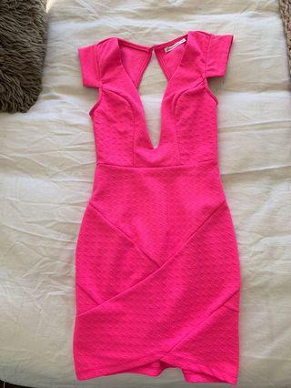 Hot pink fitted dress