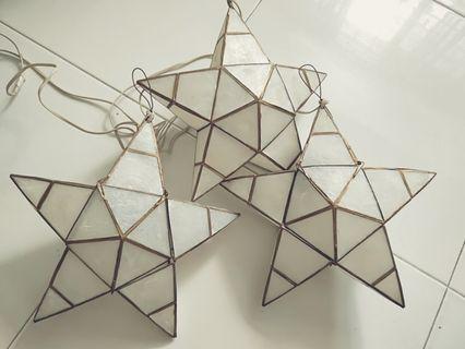 Handmade Capiz Star Lanterns -set of three (made from seashell)