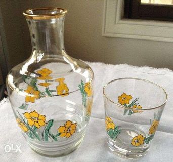 Vintage Bedside Carafe with Drinking Glass