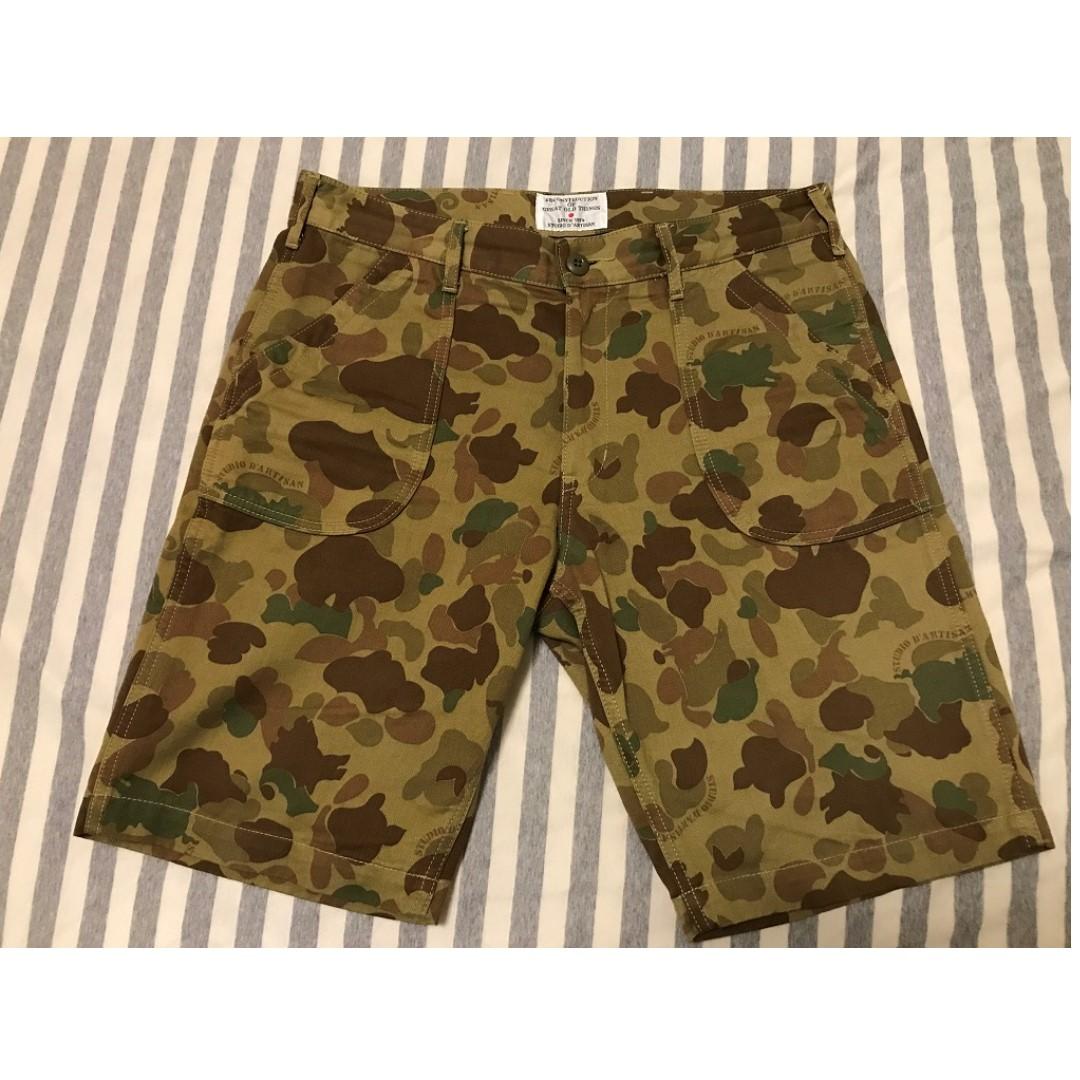 9成9新日本品牌小豬studio Dartisan獵鴨迷彩短褲尺寸 34 他的時尚 褲子在旋轉拍賣