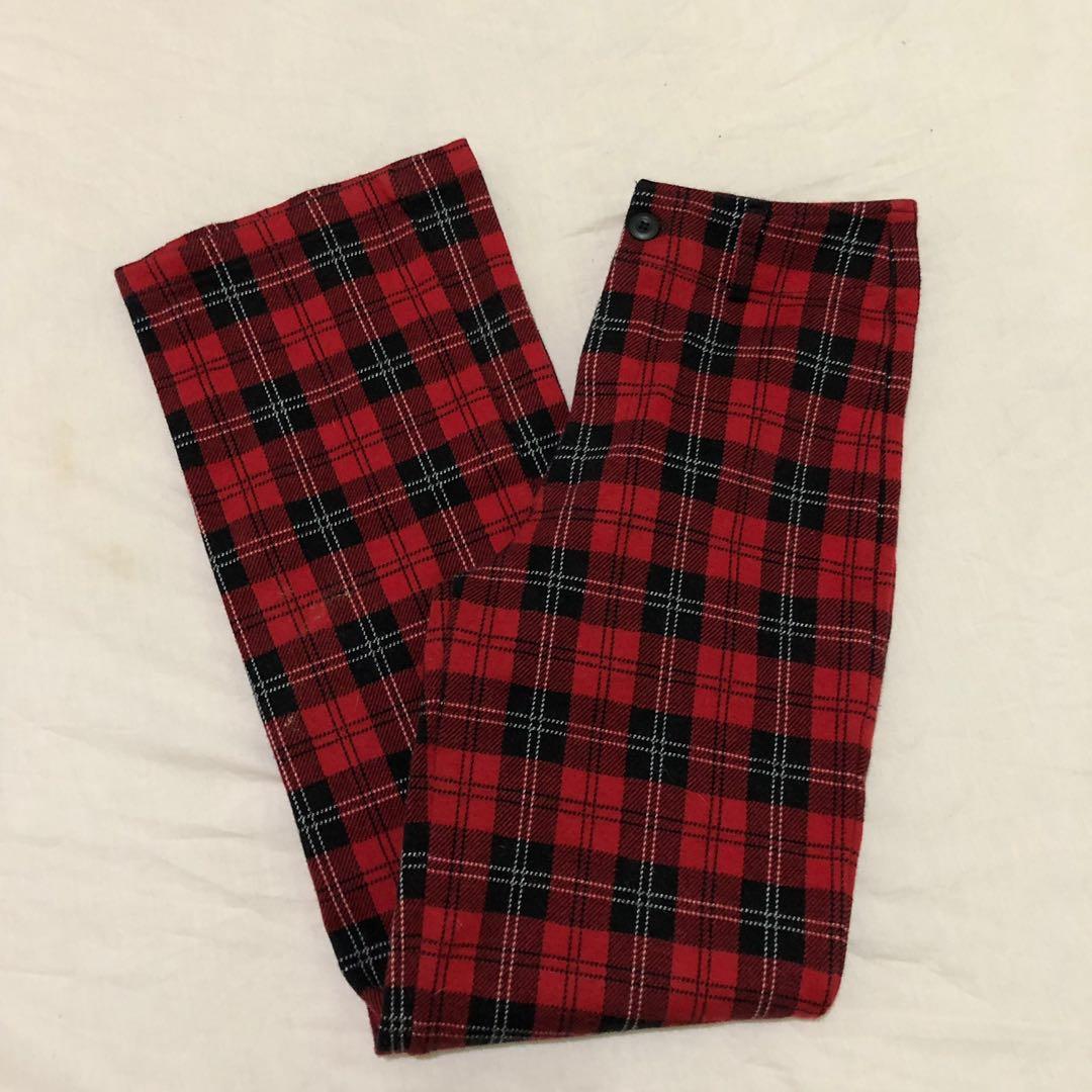 brandy melville red plaid pants