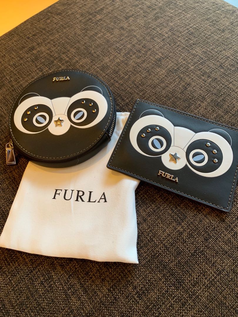 Furla panda coin pouch and card holder set Women s Fashion