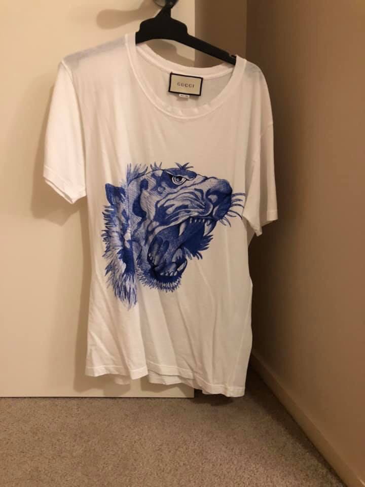 Gucci blue tiger shirt sale