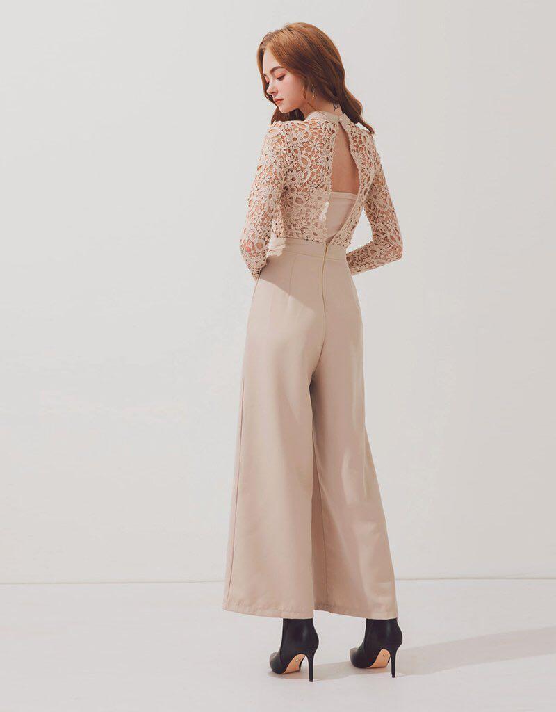 beige lace jumpsuit
