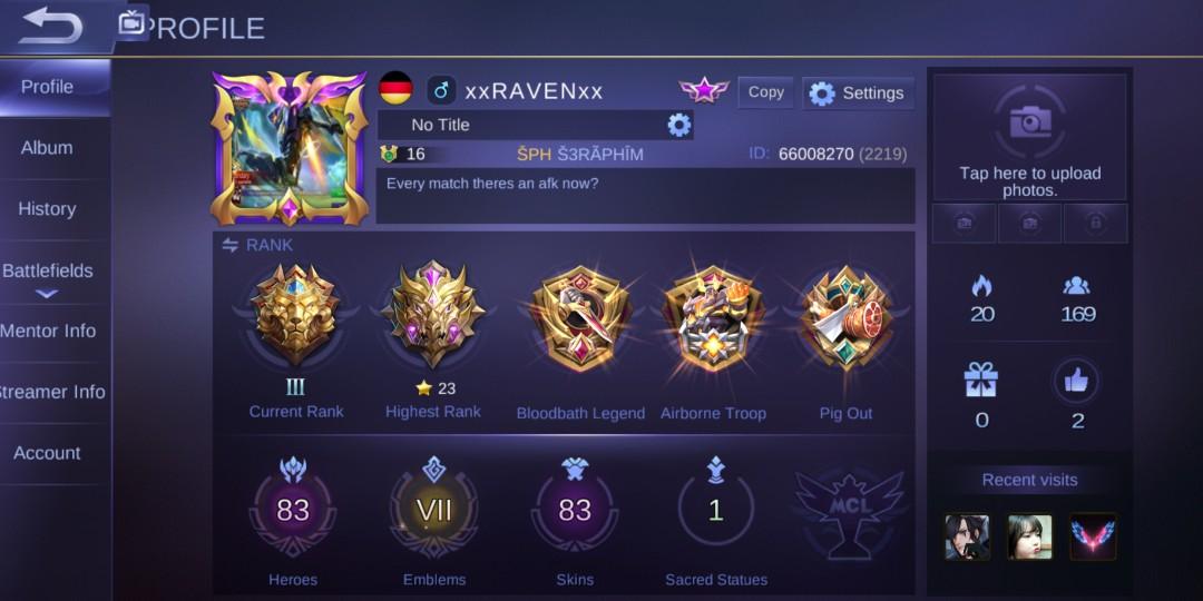 Mobile Legend Account For Sale Toys Games Video Gaming Video Games On Carousell