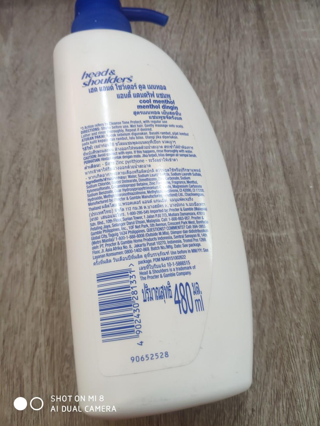 New Head Amp Shoulders Cool Menthol Shampoo - Head and shoulders ingredients label