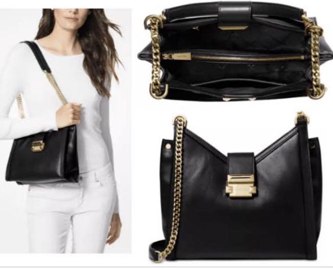 michael kors whitney polished leather shoulder bag