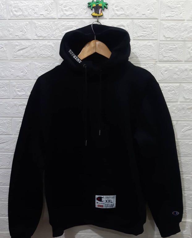 supreme x champion hooded sweatshirt black