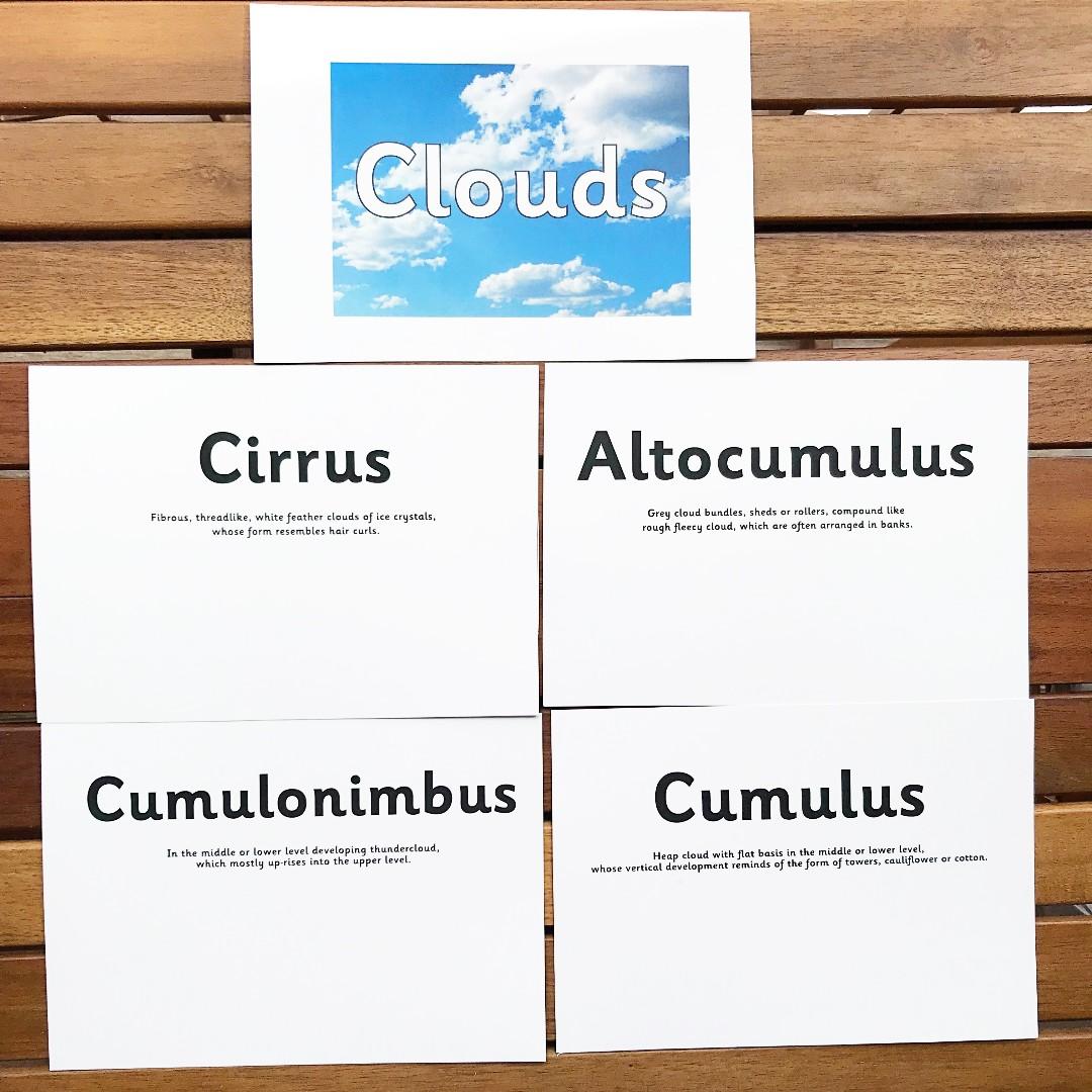 Types of Clouds Flashcards (Right brain training/Shichida/ Heguru