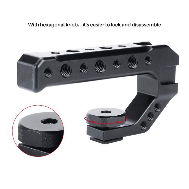Stabilizzatore Con Triple Hot-Shoe E Viti Da 1/4", Per Action Cam, Videocamere E Smartphone, Impugnatura Con Maniglia NBR