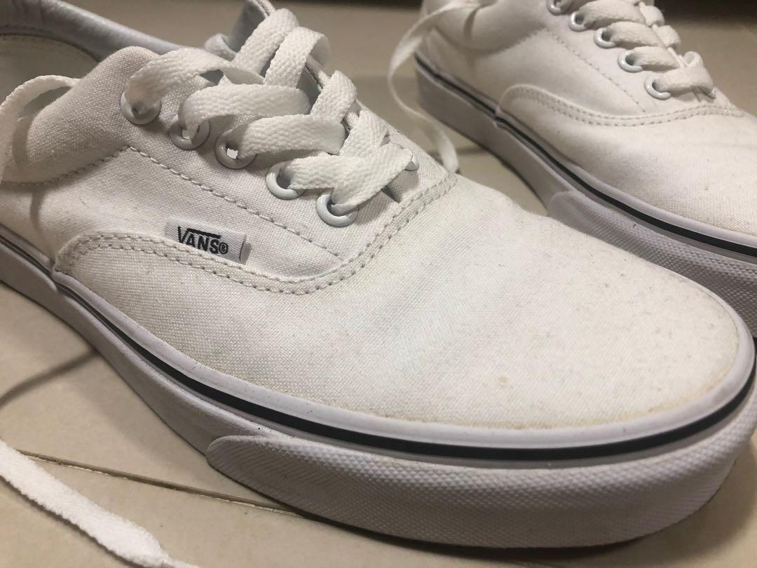 All white vans black stripe sale