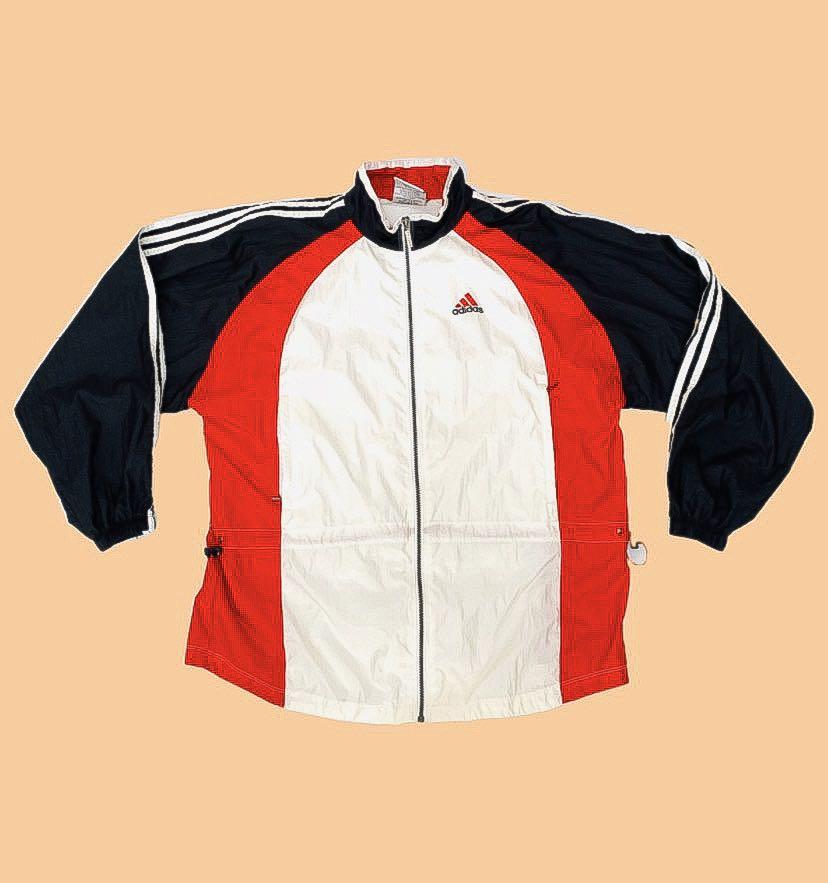 red black and white adidas jacket