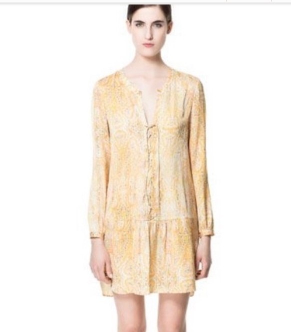 zara satin yellow dress