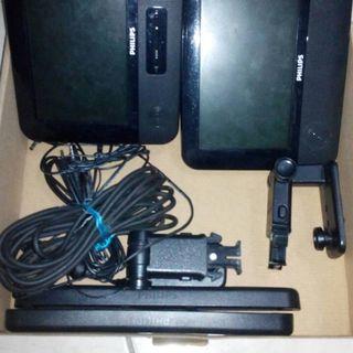 philips 7in dual monitor lcd screen with DVD player for card