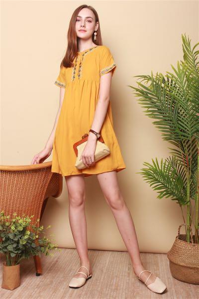 Mustard babydoll dress
