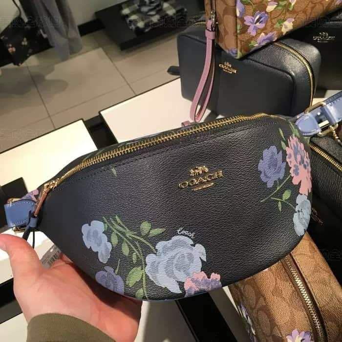 Authentic coach belt Bag with painted peony print Women s Fashion