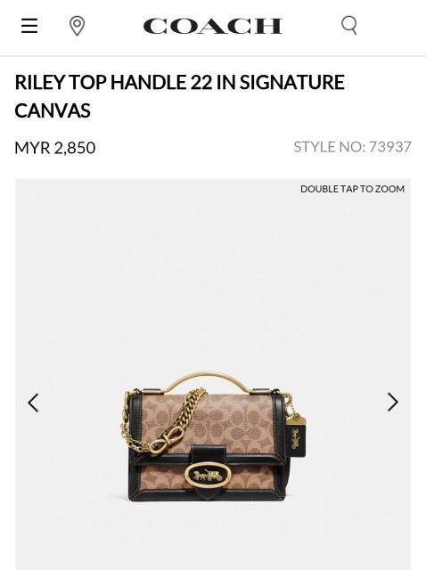 coach riley top handle 18 in signature canvas