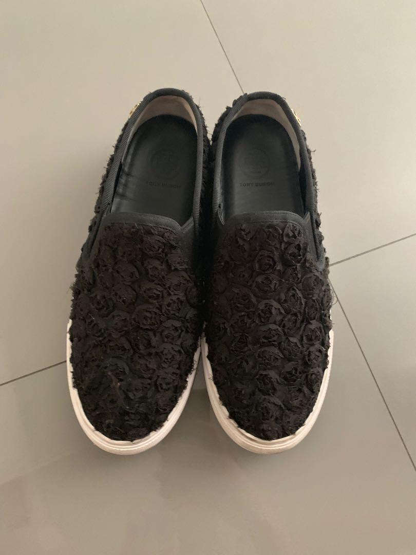 tory burch black slip on sneakers