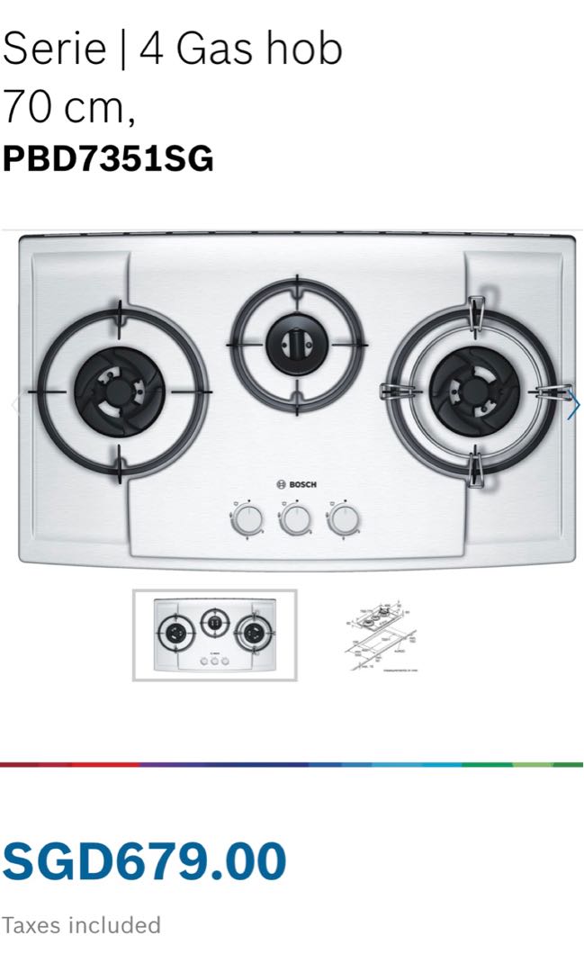 Bosch Pbd7351sg Gas Hob And Hood Home Appliances Kitchenware On