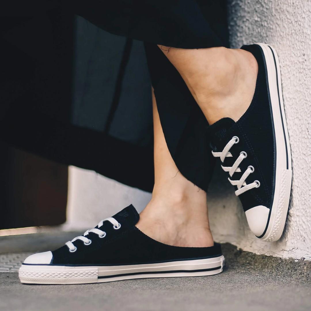 CONVERSE ALL STAR S CORDUROY SLIP OX MULES BLACK, Women's Fashion, Shoes,  Sneakers on Carousell