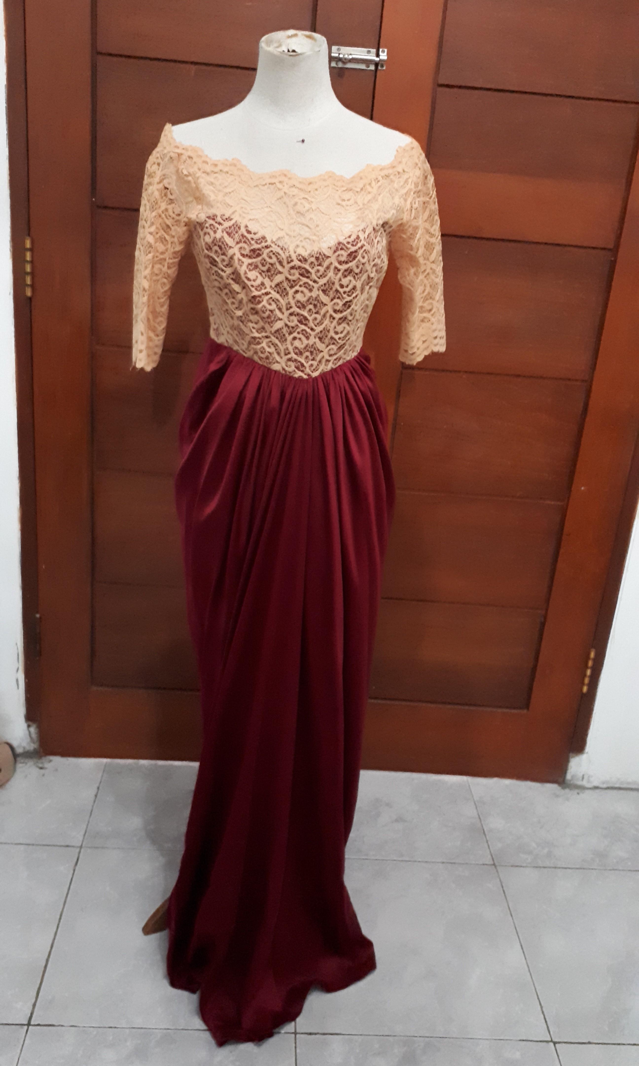 Dress warna hot sale merah gold