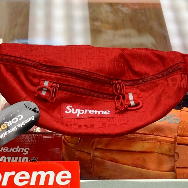 supreme fanny pack red leather
