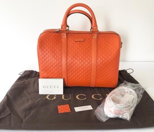 GUCCI Medium Joy Guccissima Leather Boston Bag Orange 265697