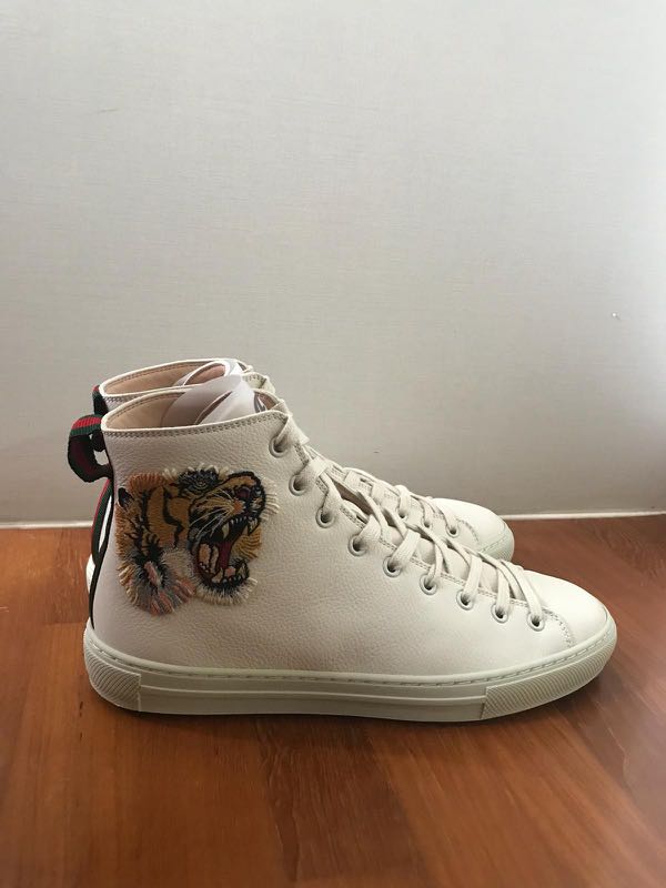 gucci leather high top with tiger