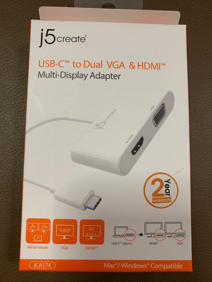 J5 Create Usb C To Dual Hdmi Vga Adapter Electronics Computer Parts Accessories On Carousell