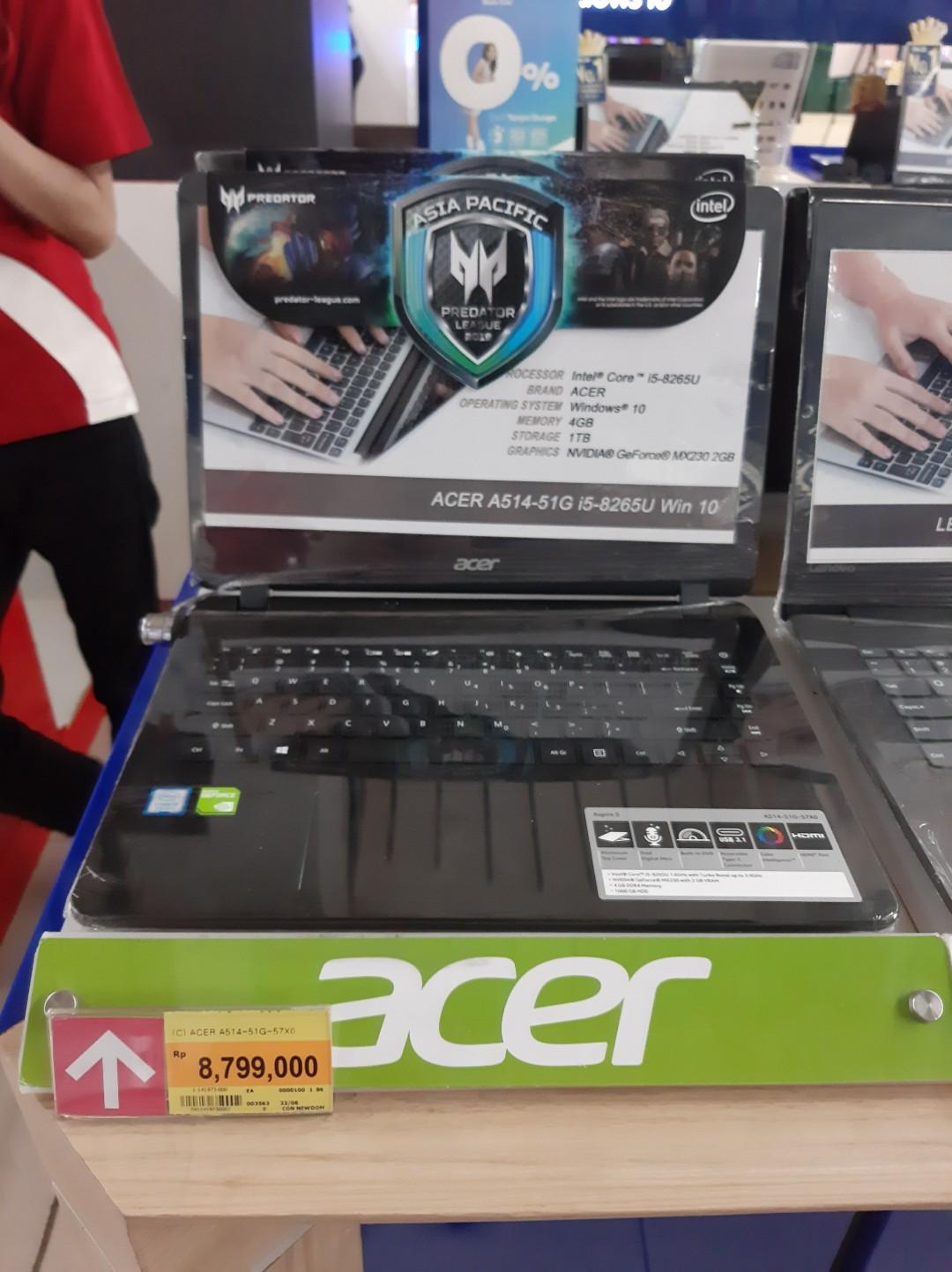 Kredit Bunga 0 Cukup Bayar Dp 1 100 000 Acer A514 51g I5 8265u Win 10 Elektronik Bagian Komputer Aksesoris Di Carousell