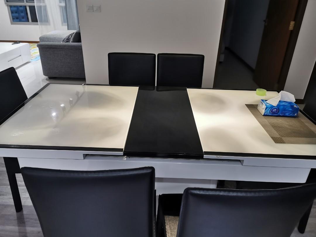Retractable Dining Table With 6 Chairs Furniture Tables Chairs