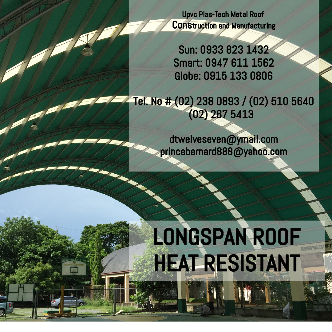 Rust Free and Non Flammable Longspan uPVC Roof, Commercial & Industrial