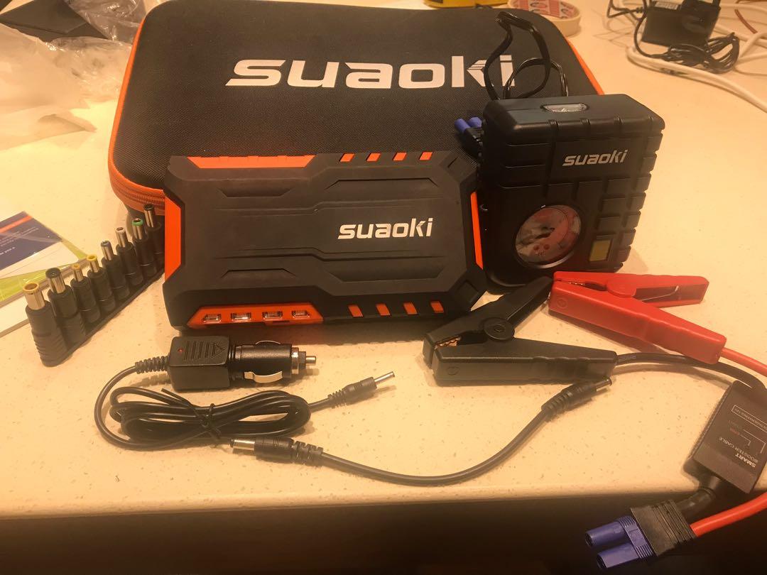 SUAOKI 18000mAh 600A T3 Plus Jump Starter + Air Compressor Pump, Car