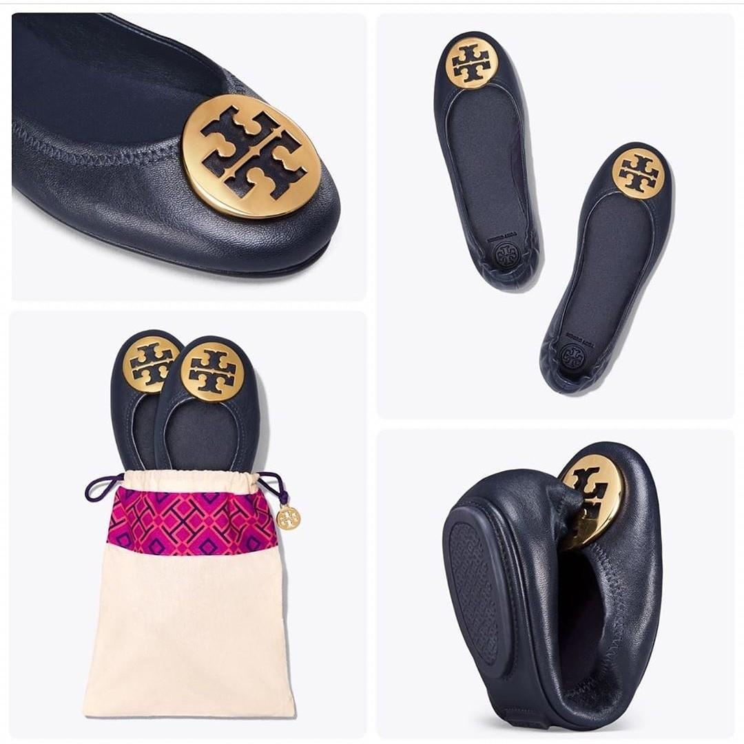 TORY BURCH MINNIE TRAVEL BALLET FLAT INK NAVY GOLD US 5.5 6 6.5 7 7.5 8 8.5 9 9.5