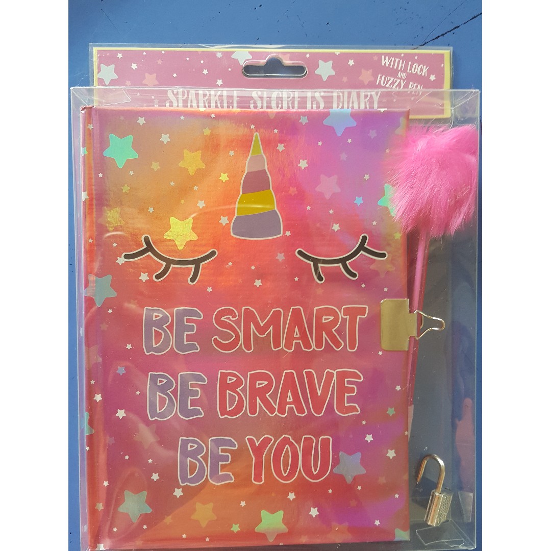 Unicorn Journal Or Diary With Lock And Key And Fuzzy Pen Books
