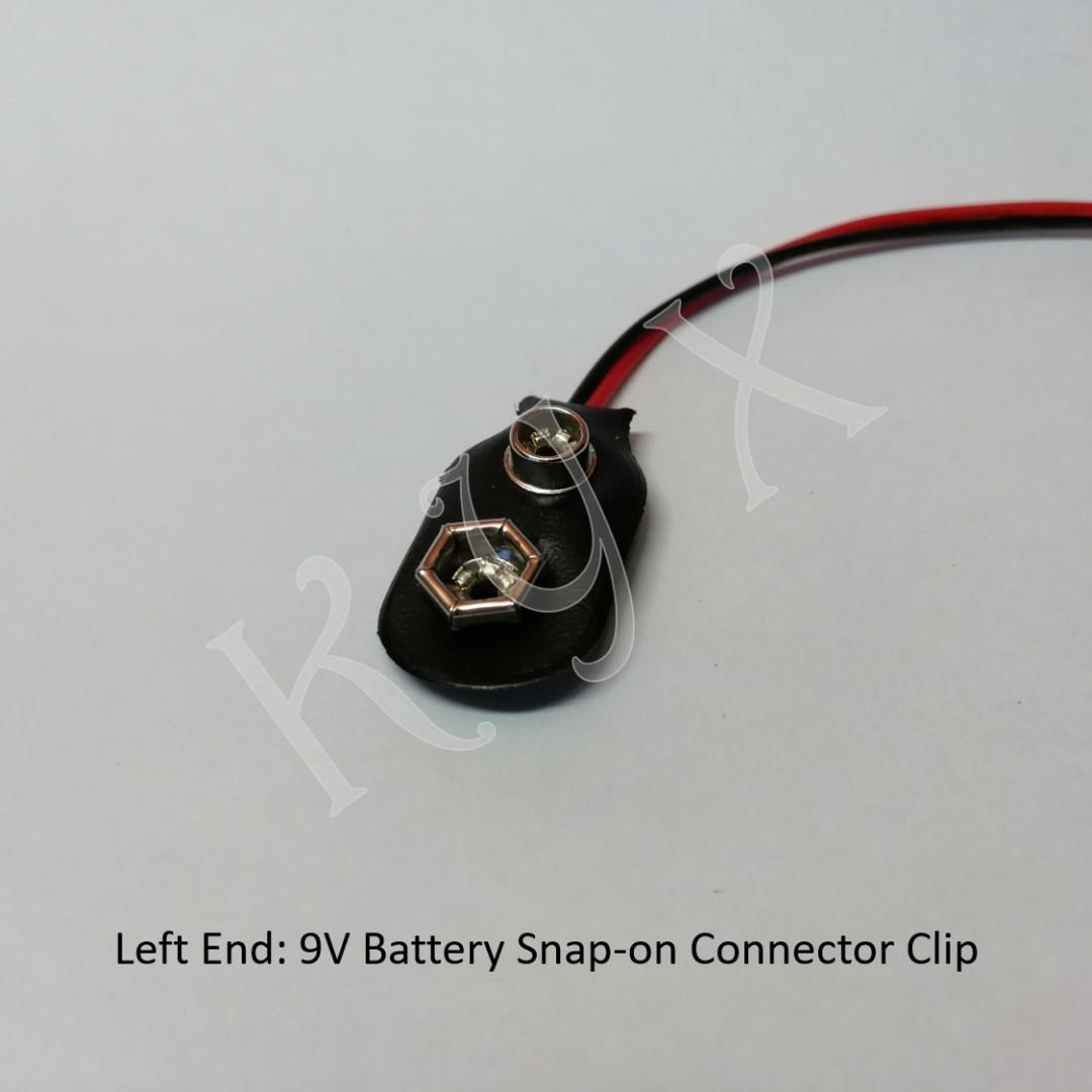 9V Battery Snapon Connector Clip 2 Single Male Jumper Heads 