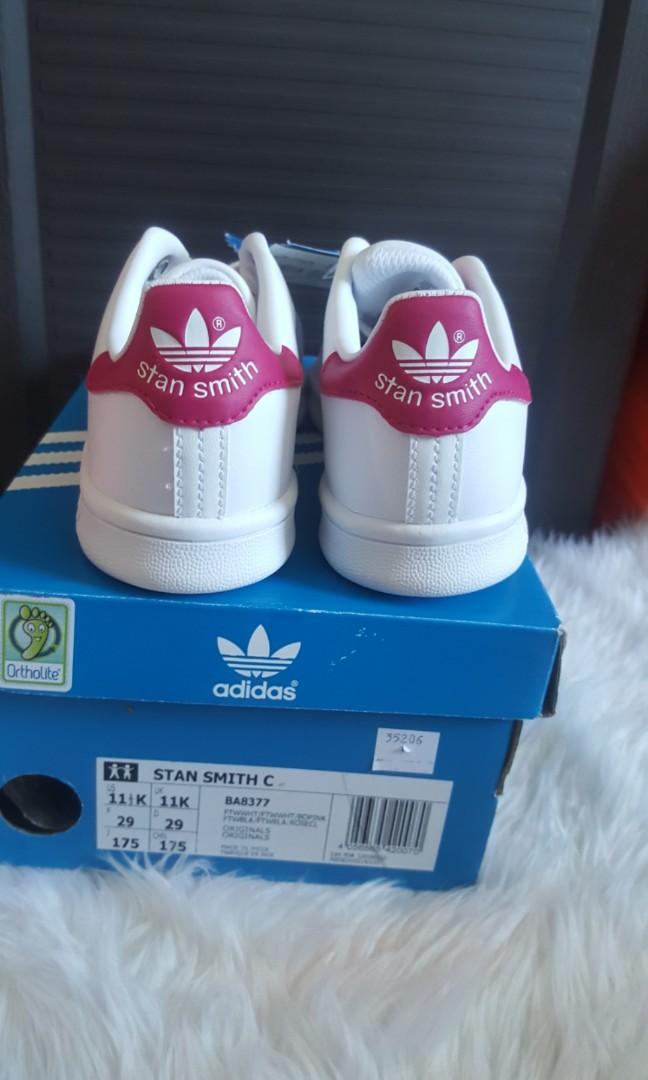Adidas Stan Smith (Category: Babies & Kids Fashion) located in Cebu City. Submitted by authenticcebu (Listing ID 240708040, Image 3). Description: Original Stan Smith for Kids Age 5-8yo please check size.. Size 29 and 30.5 Php 2500 only MOP: BPI/ Gcash/ Remittance.