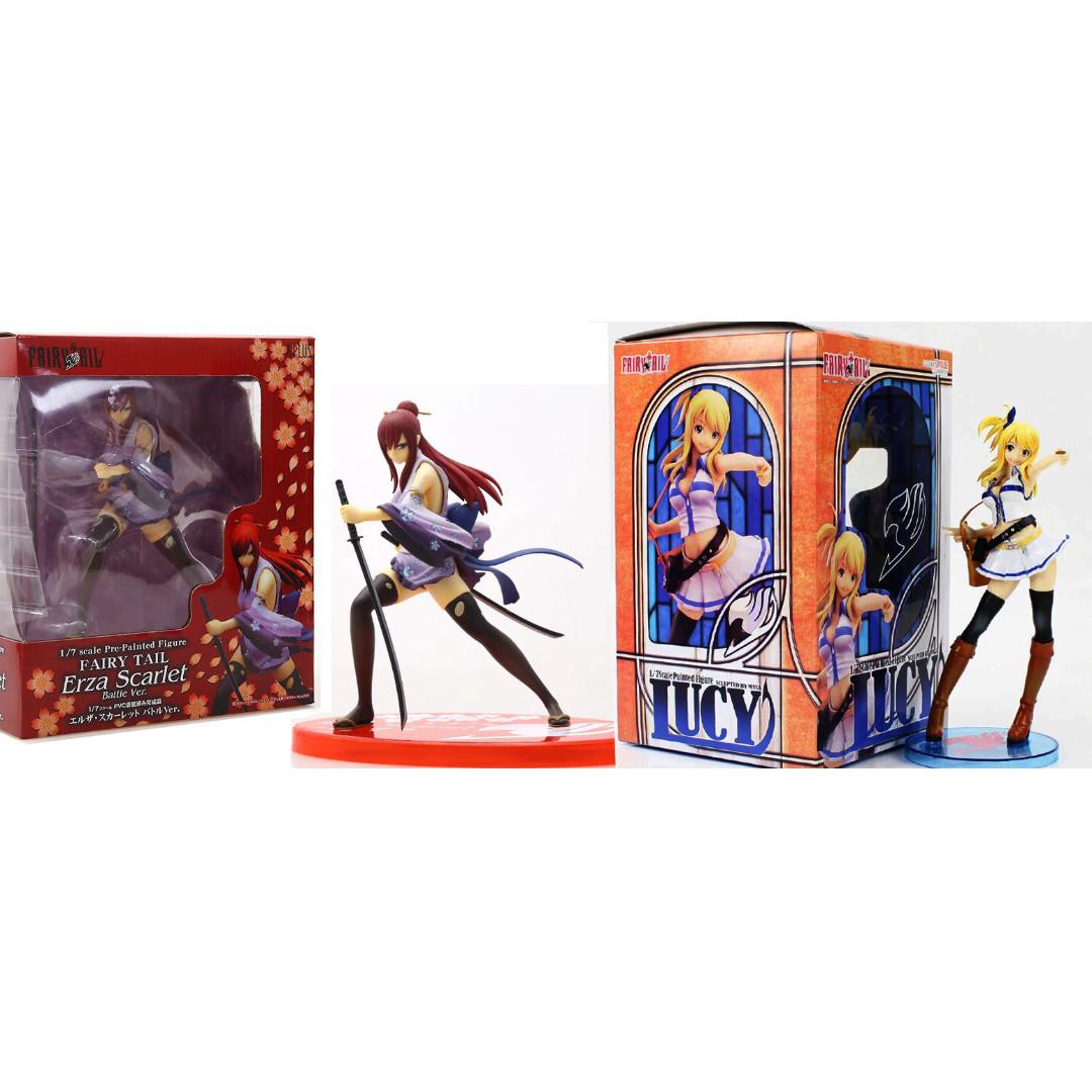 Anime Fairy Tail Erza Scarlet Lucy Heartfilia Kimono Statue