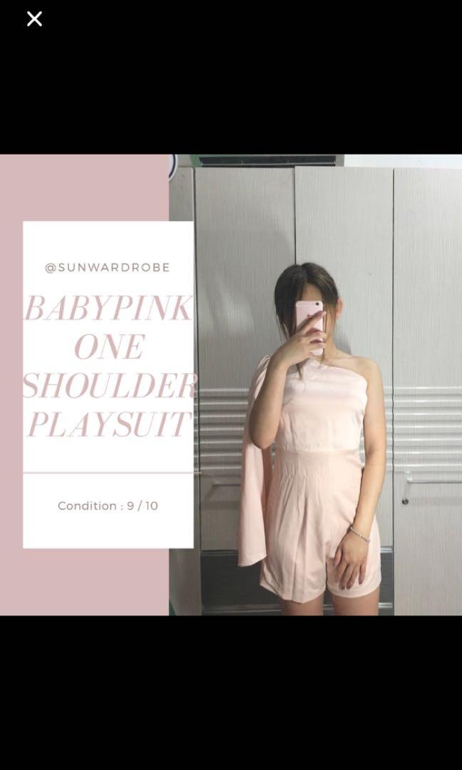 pink one shoulder jumpsuit